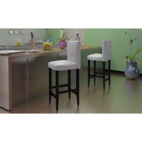 Tabourets De Bar 4 Pcs Blanc Similicuir