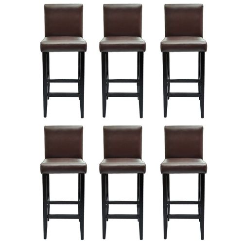 Tabourets De Bar 6 Pcs Marron Foncé Similicuir