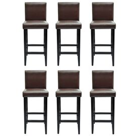 Tabourets De Bar 6 Pcs Marron Foncé Similicuir