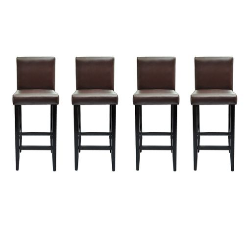 Tabourets De Bar 4 Pcs Marron Foncé Similicuir