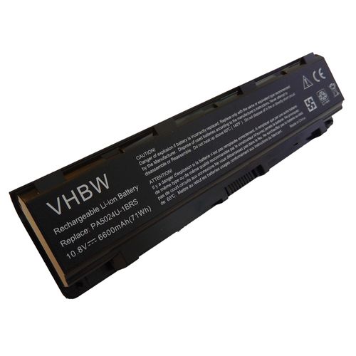 Batterie Li-Ion vhbw 6600mAh (10.8V) pour ordinateur portable, notebook Toshiba Satellite C870D, C875, C875D Remplace: PA5023U-1BRS, PA5024U-1BRS