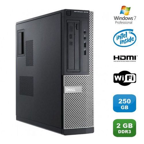 PC DELL Optiplex 3010 DT Intel G640 2.8Ghz 2Go 250Go Graveur WIFI HDMI Win 7 Pro
