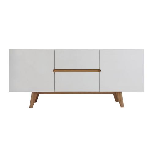 Buffet Scandinave Blanc Brillant Et Frêne 160cm Melka