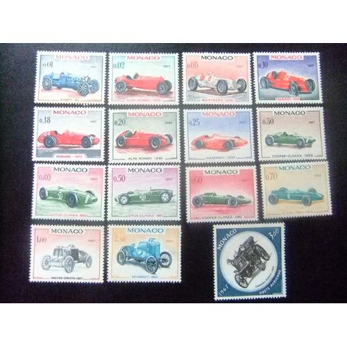 Monaco 1967 25e Grand Prix Automobile De Monaco Yvert N°708/721 + Pa 91 ** Mnh