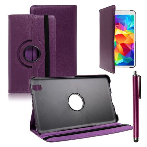 Samsung Galaxy Tab 4 8.0 T330 T331 T335 3g Lte 4g Wi-Fi: Etui Housse Coque Avec Support Et Rotative Rotation 360° En Cuir Pu + Stylet - Violet