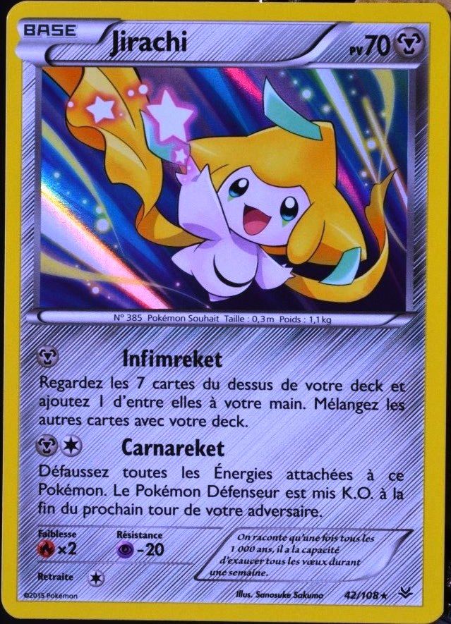 Carte Pokémon 42/108 Jirachi 70 Pv - Super Rare Xy06 Ciel Rugissant Neuf Fr