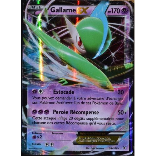 Carte Pokémon 34/108 Gallame-Ex 170 Pv Ultra Rare Xy 6 Ciel Rugissant Neuf Fr