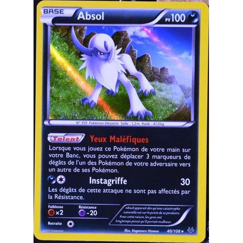 Carte Pokémon 40/108 Absol 100 Pv - Super Rare Xy 6 Ciel Rugissant Neuf Fr