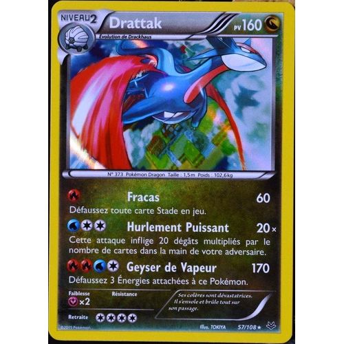 Carte Pokémon 57/108 Drattak 160 Pv - Super Rare Xy 6 Ciel Rugissant Neuf Fr