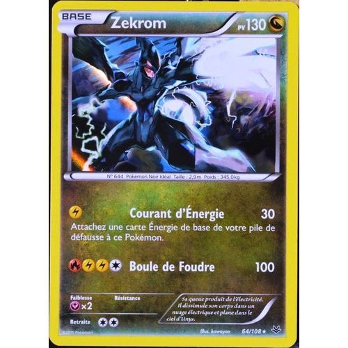 Carte Pokémon 64/108 Zekrom 130 Pv - Super Rare Xy06 Ciel Rugissant Neuf Fr