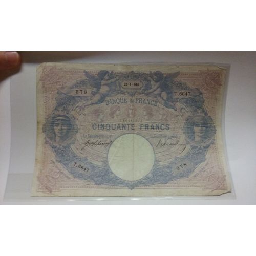 Billet 50 Frs Rose Et Bleu 25.01.1916 Type 1889