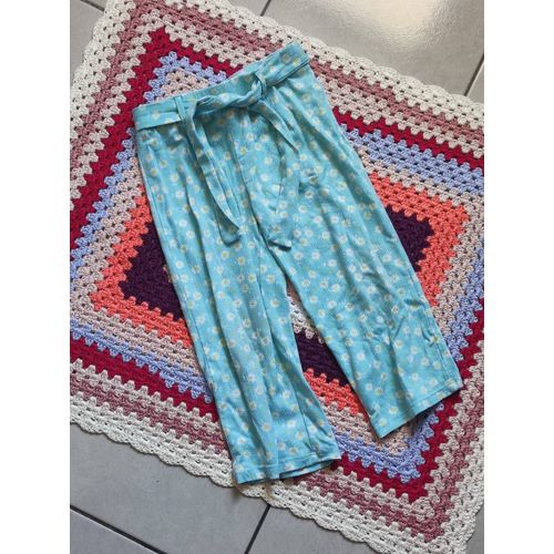 Pantalon Bleu Fleurie