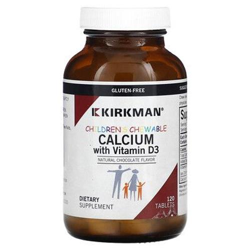 Kirkman Labs Calcium À Croquer Pour Enfants Avec Vitamine D3, Chocolat Naturel, 120 Comprimés 