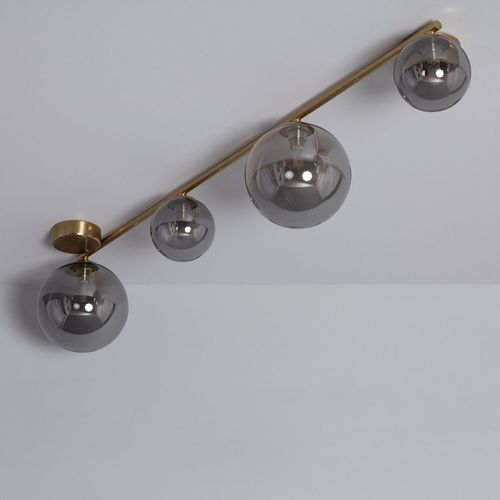 Plafonnier Métal Et Verre Moonlight Brass 4 Spots Gris Fumée