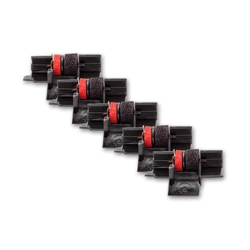 vhbw 5x Rouleaux d'encre noir-rouge compatible avec Canon P 12, 120 D, 15, 160 DH calculatrice de poche, caisse enregistreuse