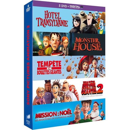 Coffret Animation 5 Dvd - Hôtel Transylvanie + Monster House + Tempête De Boulettes Géantes + Tempête De Boulettes Géantes 2 + Mission : Noël, Les Aventures De La Famille Noël