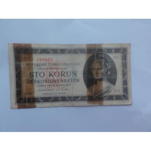 Billet 100 Korun Tchécoslovoquie 1945