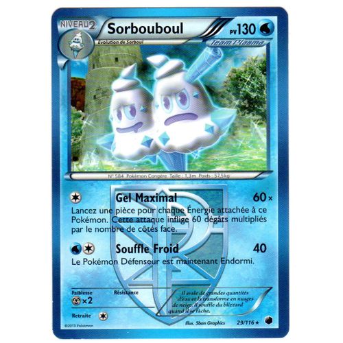 Carte Pokémon Sorbouboul 130 Pv 29/116 Glaciation Plasma Neuf Fr