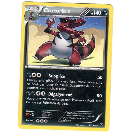 Carte Pokemon - Crocorible - 71/146 - 140 Pv - Rare - Edition X Et Y -