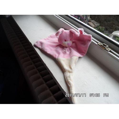 Doudou Tex Souris Lapin Plat Rose Trefle Fleur Vert