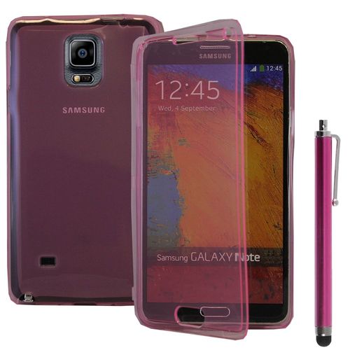 Coque Silicone Pour Samsung Galaxy Note 4 5.7" Gel Livre Rabat - Rose + Stylet
