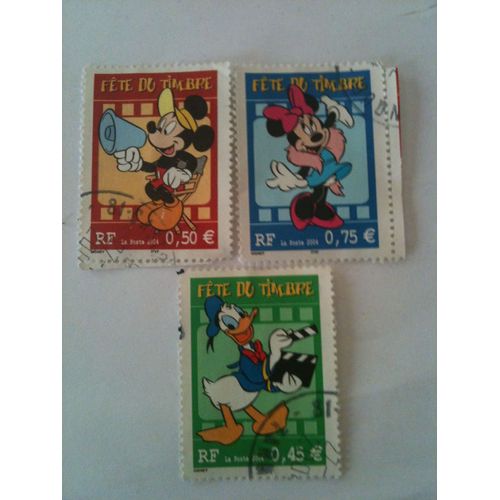 Lot De 3 Timbres Disney Fête Du Timbre France 2004