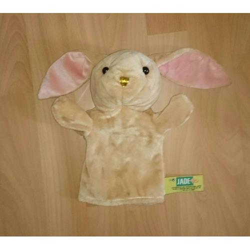 Doudou Marionnette Lapin Beige Jade Rms International Avec Son Nez Doré