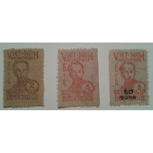 Timbres Vietnam Du Nord. Effigie D'hô Chi Minh N°60/62 (1949) Tf Tb