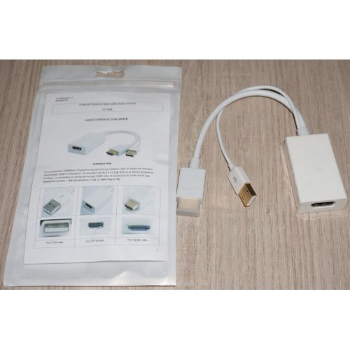 exertis Connect - Câble adaptateur - HDMI, USB (alimentation uniquement) mâle droit pour DisplayPort femelle droit - 14 cm - blanc - prise en charge de 4Kx2K30Hz