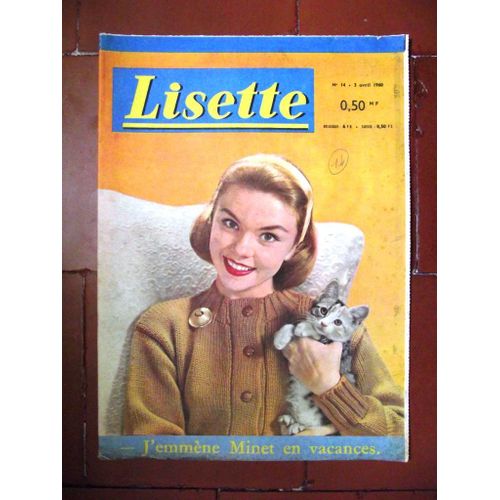 Lisette  N°14 3 Avril 1960.J'emmène Minet En Vacances