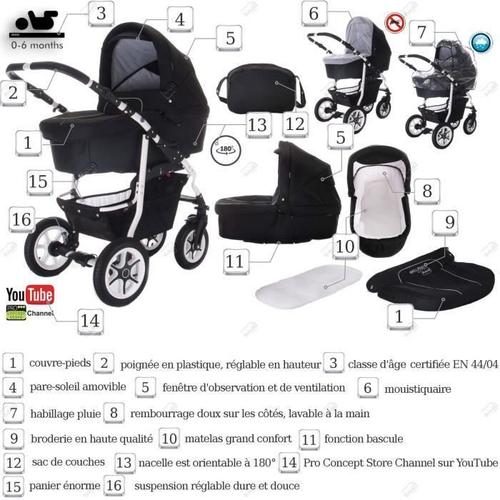 Bebebi Bellami roue en airr en blanc 4 en 1 poussette ISOFIX Set Couleur Bellanero Rakuten