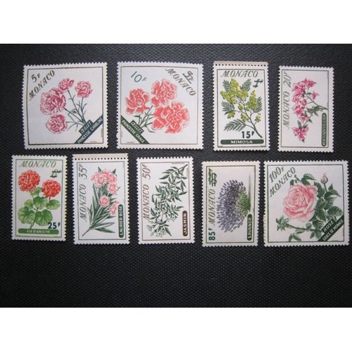 Monaco. Fleurs. Timbres N° 514 A 522 (1959)