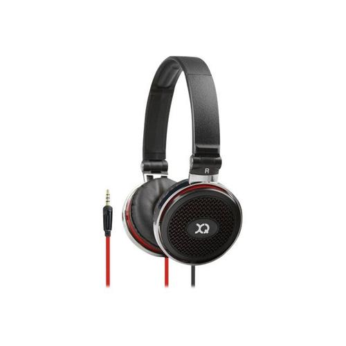 Xqisit H 100 - Écouteurs avec micro - circum-aural - filaire - jack 3,5mm - noir, rouge