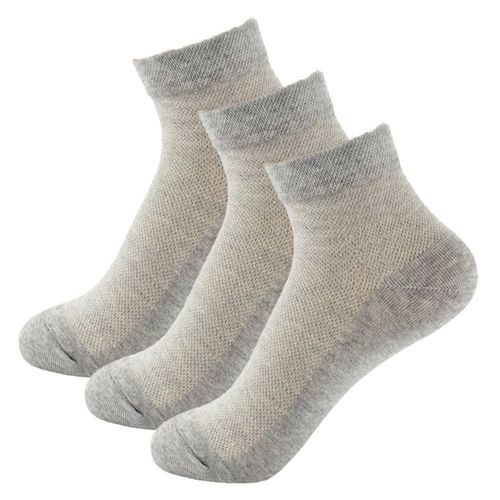 Bas Coton Femme, Tube Court, Filet D'été Fin Coton, Gris Clair Goodnice