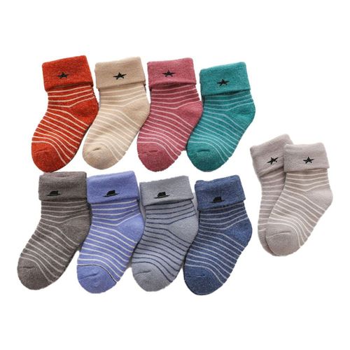 Chaussettes Épaisses Et Chaudes En Laine, Chaussettes Tube Douces Et Chaudes, Couleurs Mélangées, 0-1 Ans Goodnice