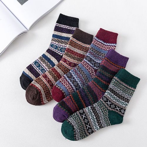 5 Paires De Chaussettes Chaudes En Laine, Chaussettes Douillettes Pour L'automne Et L'hiver Goodnice