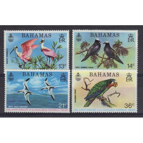 Bahamas 1974 : 15è Anniversaire Du Patrimoine National Des Bahamas : Oiseaux Indigènes - Série Entière De 4 Timbres Neufs **