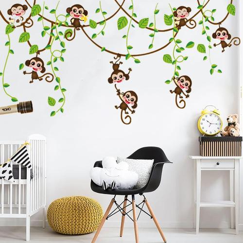 Sticker mural arbre escalade singe animaux de la jungle sticker mural chambre enfant chambre enfant bébé goodnice