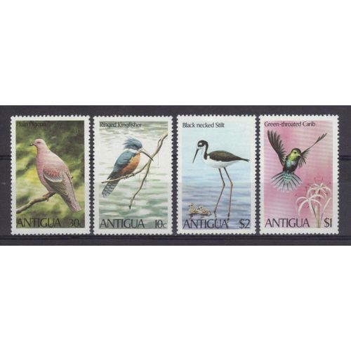 Antigua 1980 Colonie Britannique : Oiseaux Divers - Série Entière De 4 Timbres Neufs **