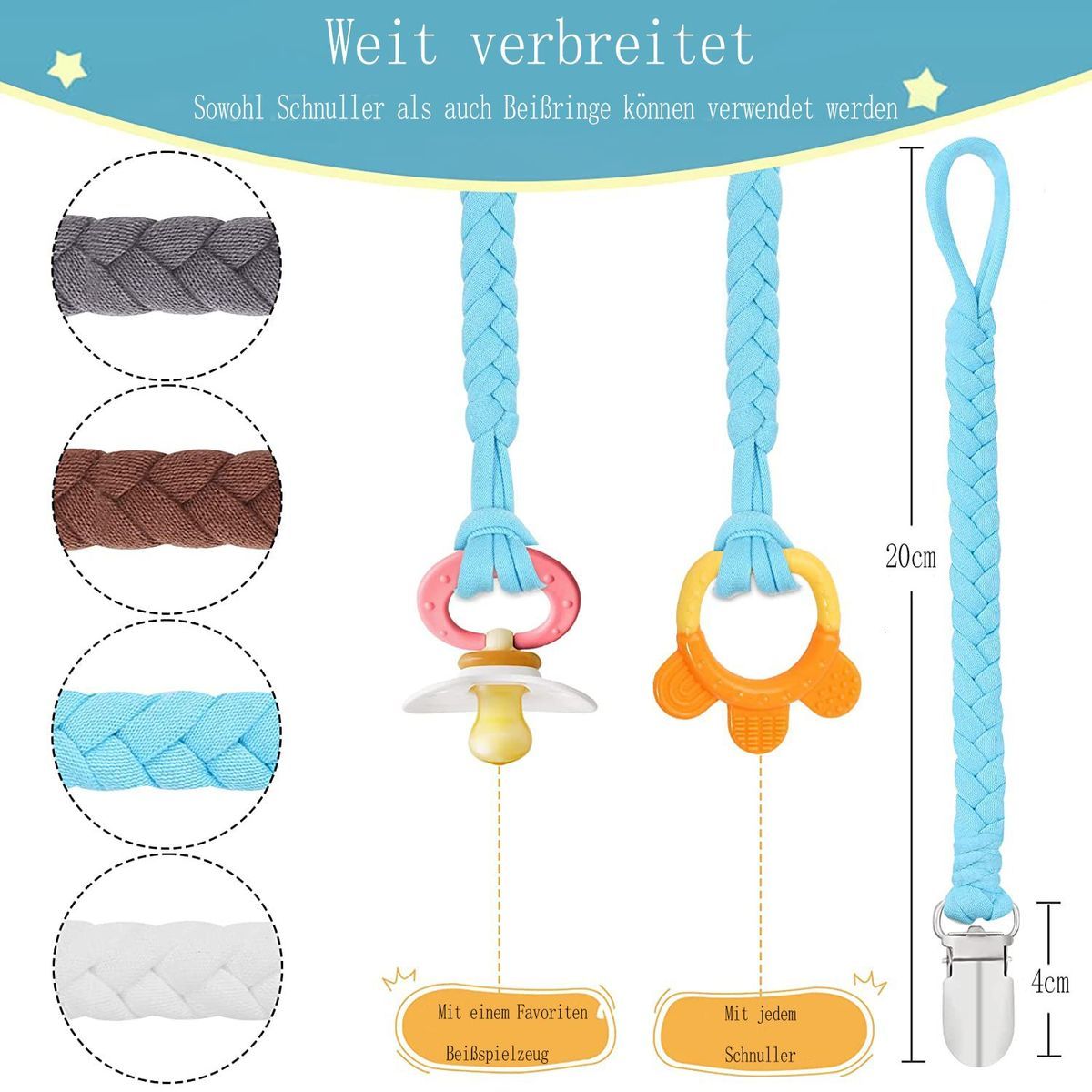 Basicslife Lot de 4 chanes ttine pour bb sans BPA, ensem... - 2