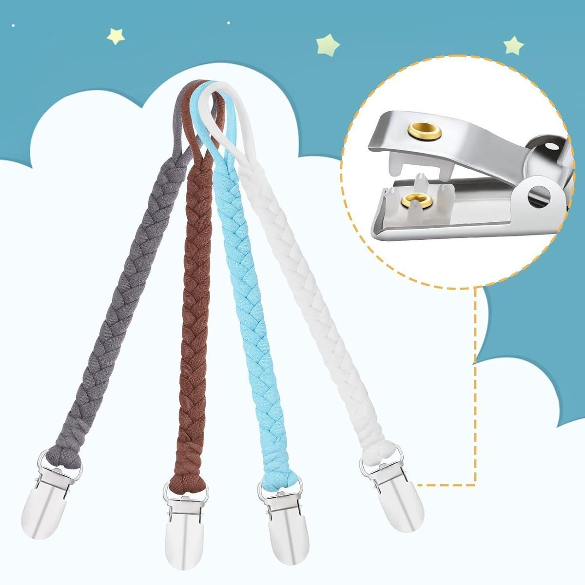Basicslife Lot de 4 chanes ttine pour bb sans BPA, ensem... - 3