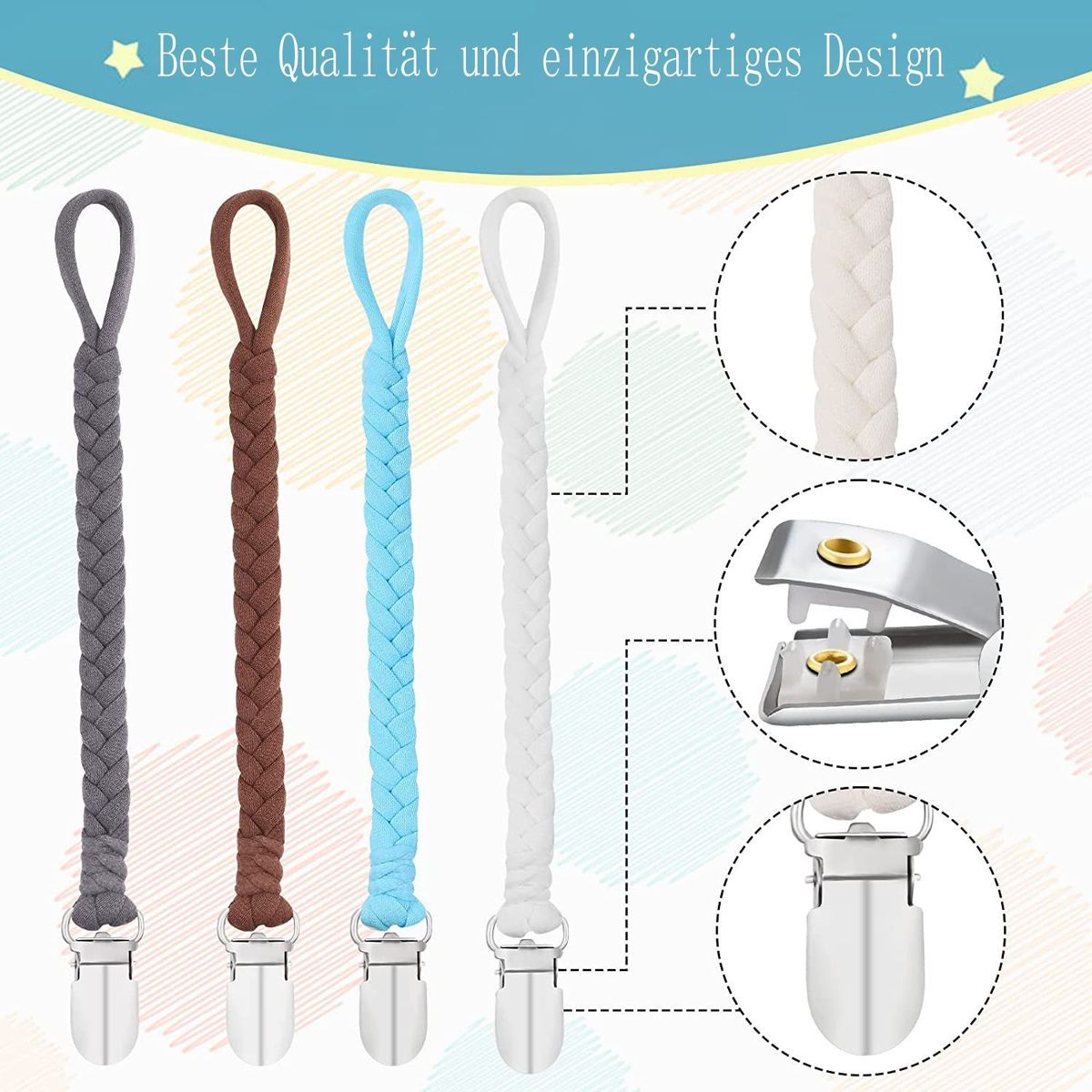 Basicslife Lot de 4 chanes ttine pour bb sans BPA, ensem... - 4