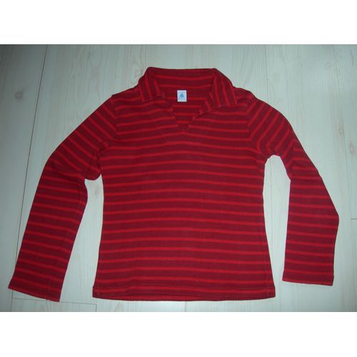 Pull Marinière Petit Bateau Taille 12 Ans Rouge Bordeaux Rayé Rouge