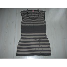 Tunique Dorotennis Taille 40 Rayée Marron Et Beige En Jersey De Coton