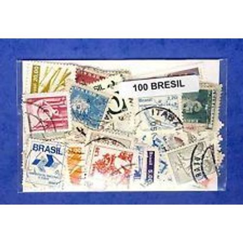 Bresil 100 Timbres Differents Obliteres