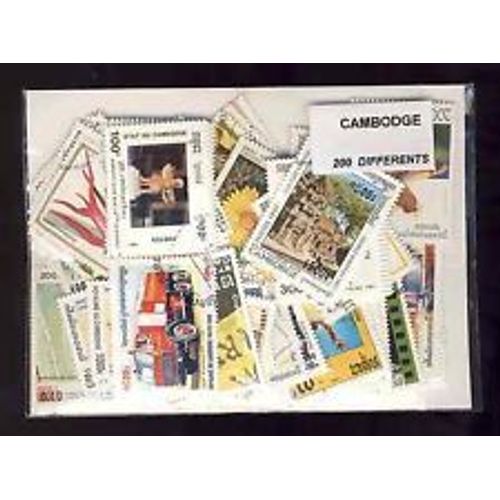 Cambodge 100 Timbres Differents Obliteres