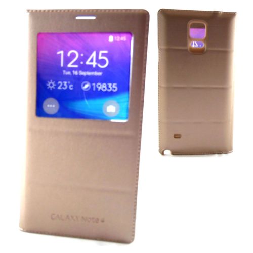 Etui Coque S View Cover Automatique Samsung Galaxy Note 4 Doré