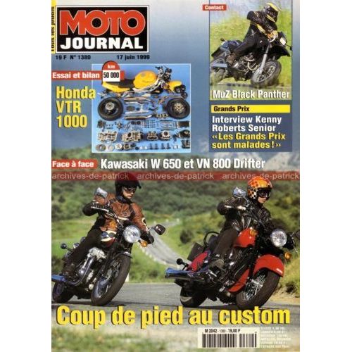Moto Journal  N° 1380 : Honda, Kawasaki, Kenny Roberts, Custom
