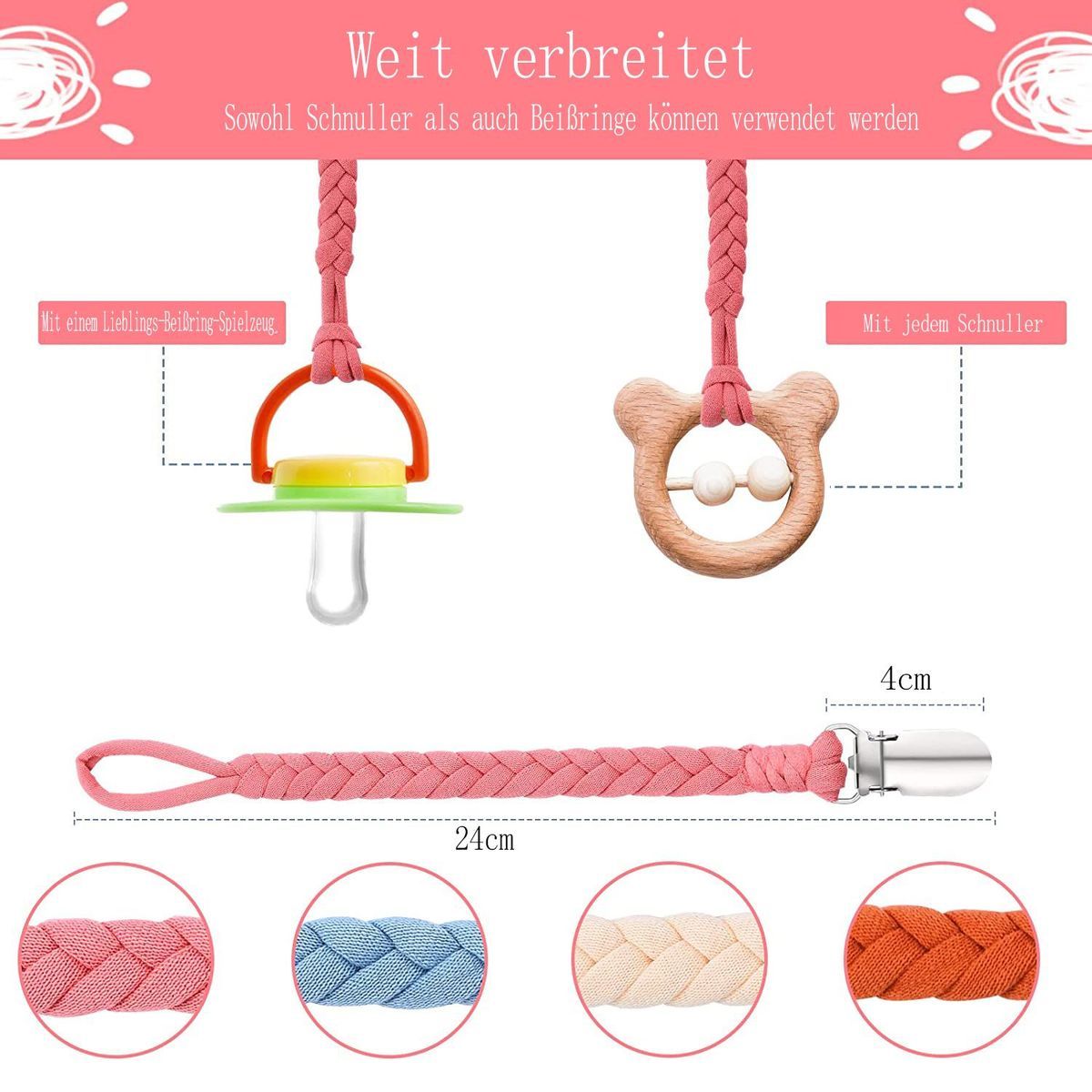 Basicslife Lot de 4 chanes ttine pour bb sans BPA, ensem... - 2
