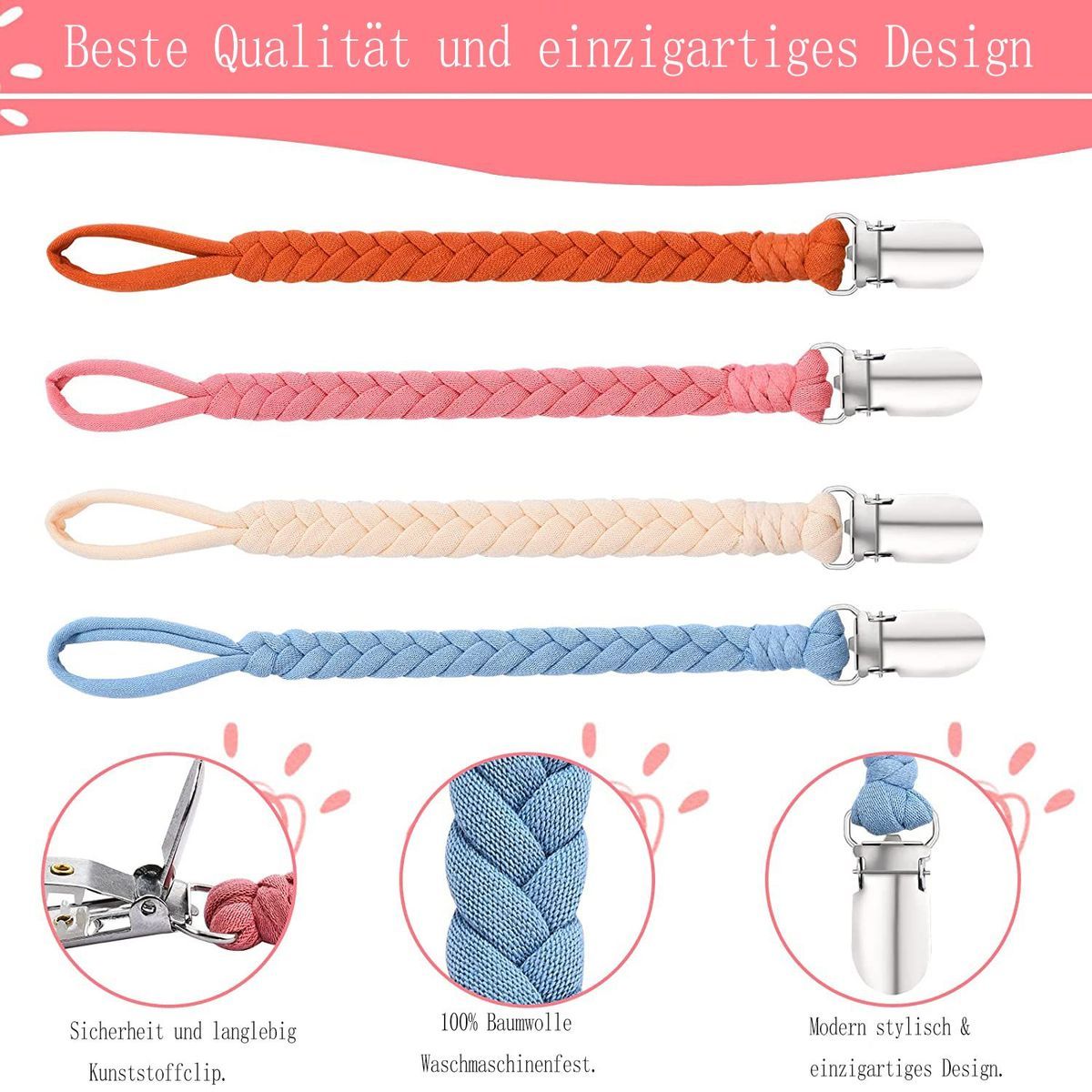 Basicslife Lot de 4 chanes ttine pour bb sans BPA, ensem... - 3